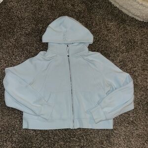 Scuba oversized full zip hoodie sheer blue